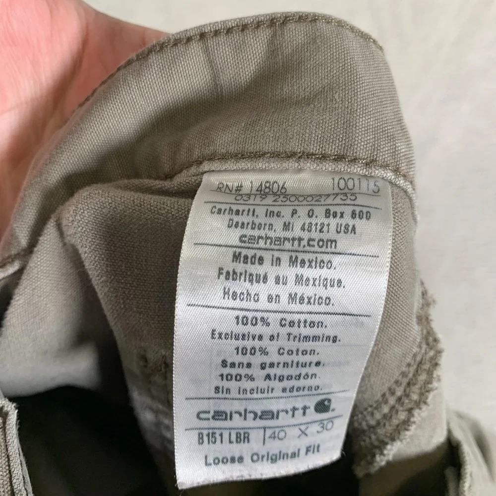 Carhartt Pants Mens 40x30 Tan B151 Loose Original Fit Work‎ Carpenter Canvas